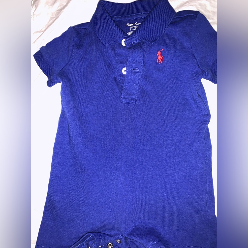 Blue with red pony Baby Boy Ralph Lauren Polo Jumpsuit size 3 months.